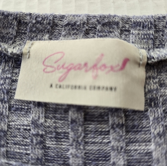 Sugarfox Blue Floral Sheer Long Sleeve Knit Top XL - Picture 7 of 7